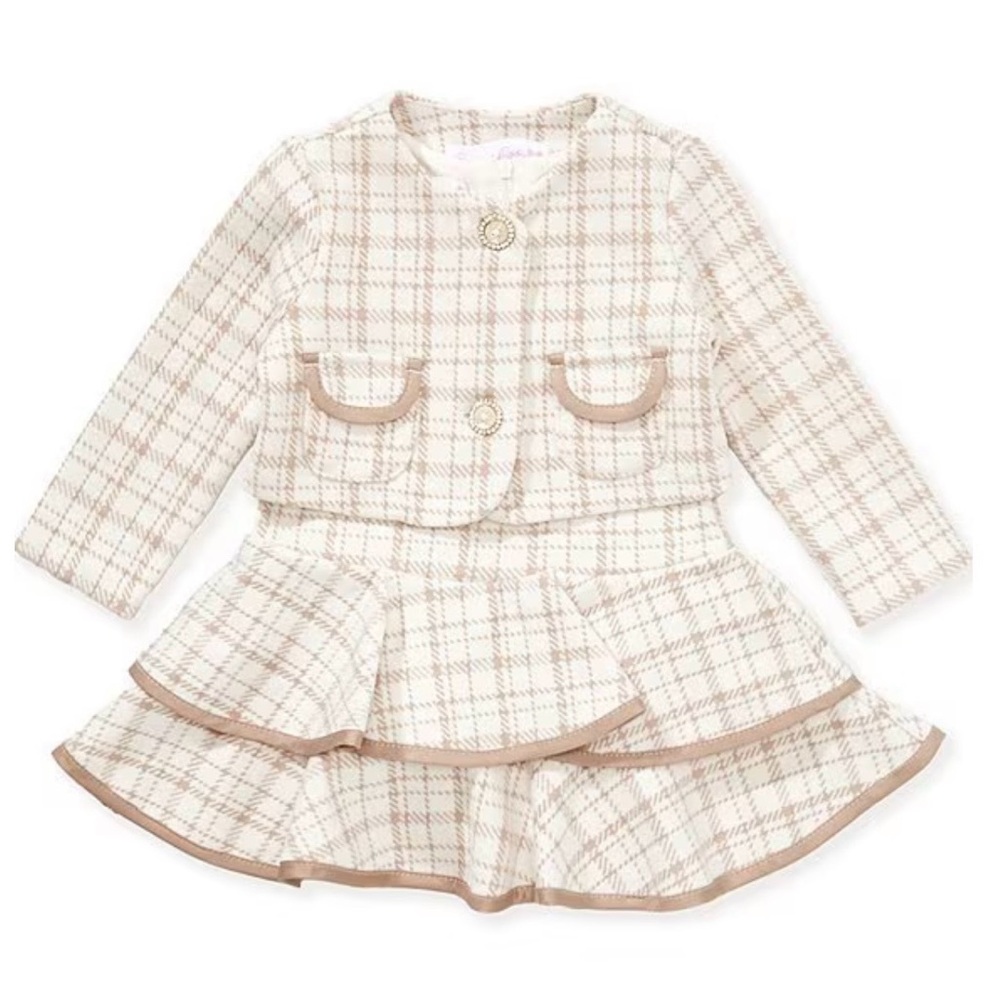 Bonnie Jean Plaid Double-Knit Jacket & Sleeveless Drop-Waist Dress